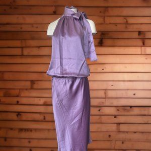 Lynn Lugo Women's Casual formal Halter Long Cocktail Dress 100% Silk Made In USA